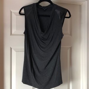 Dark Grey Tank with Imitation Leather shoulders